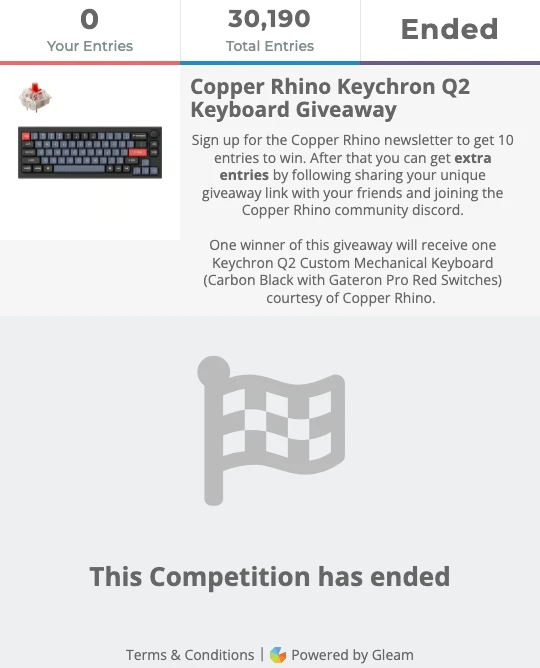 Keychron Q2 Custom Mechanical Keyboard Giveaway Winner